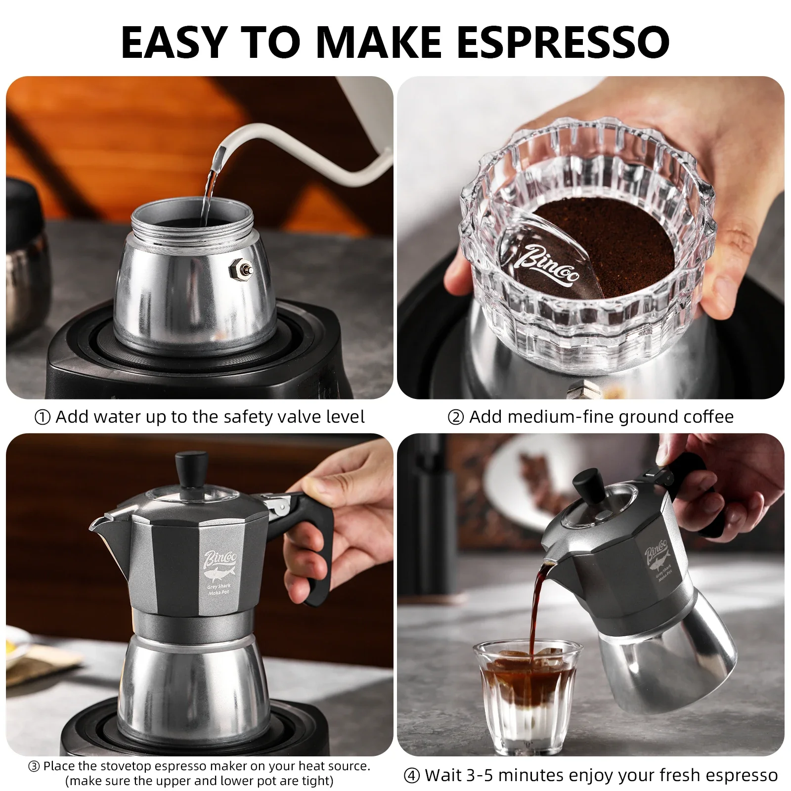 بينكو وعاء موكا بسعة كوبين بصم - مراجعة Coffee Equipment Set وسعره