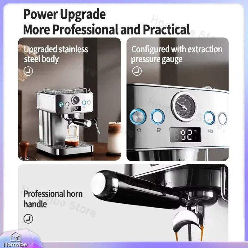 ماكينة إسبريسو شبه أوتوماتيكية - مراجعة Pressure Gauge Espresso وسعره
