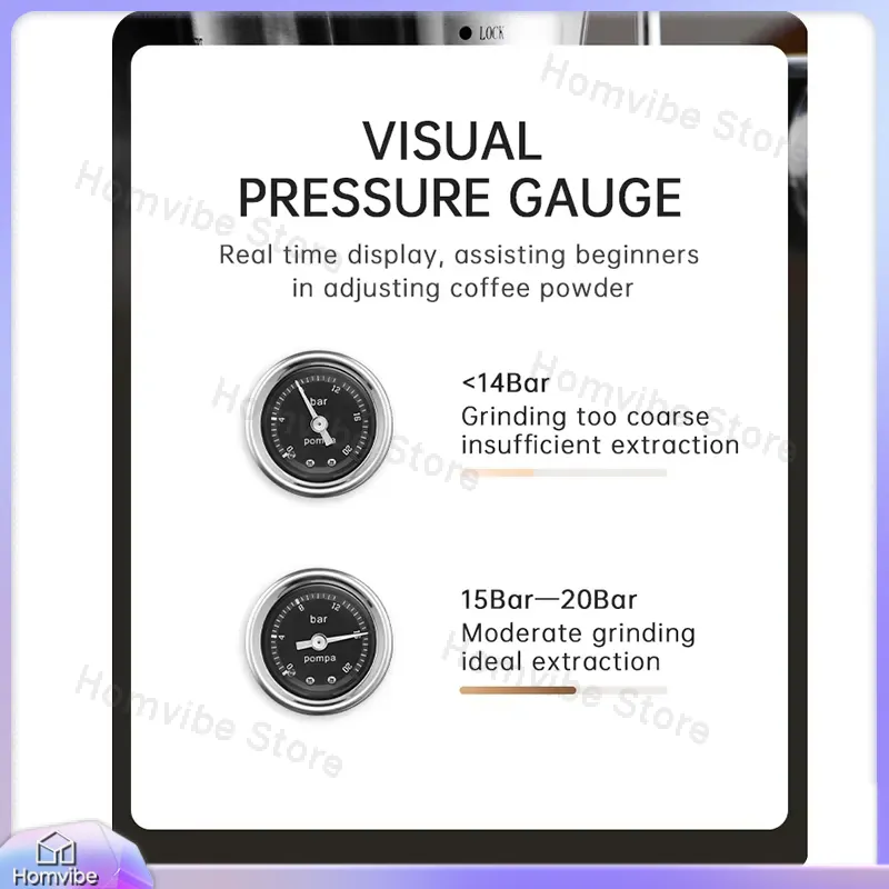 ماكينة إسبريسو شبه أوتوماتيكية - مراجعة Pressure Gauge Espresso وسعره