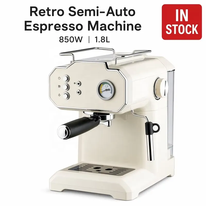 ماكينة إسبريسو شبه أوتوماتيكية - مراجعة Pressure Gauge Espresso وسعره