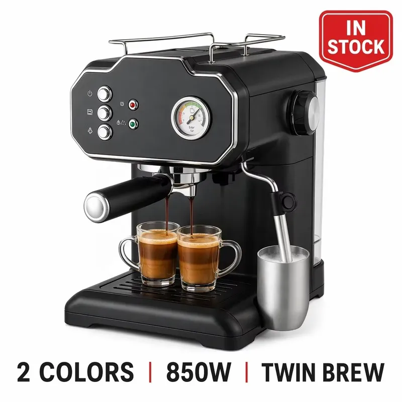 ماكينة إسبريسو شبه أوتوماتيكية - مراجعة Pressure Gauge Espresso وسعره