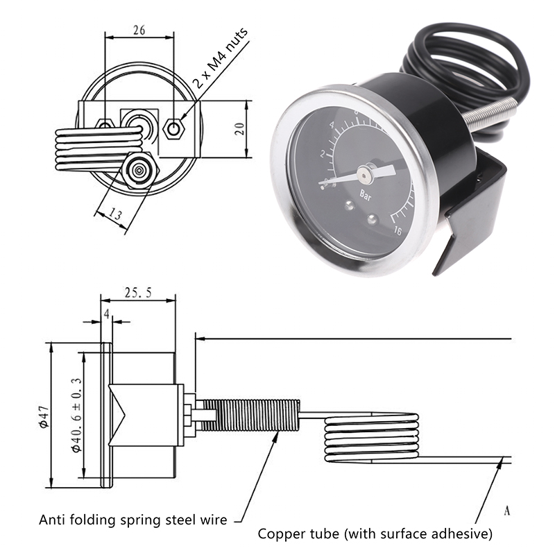 مقياس ضغط ماكينة إسبريسو 16 با - مراجعة Pressure Gauge Espresso وسعره
