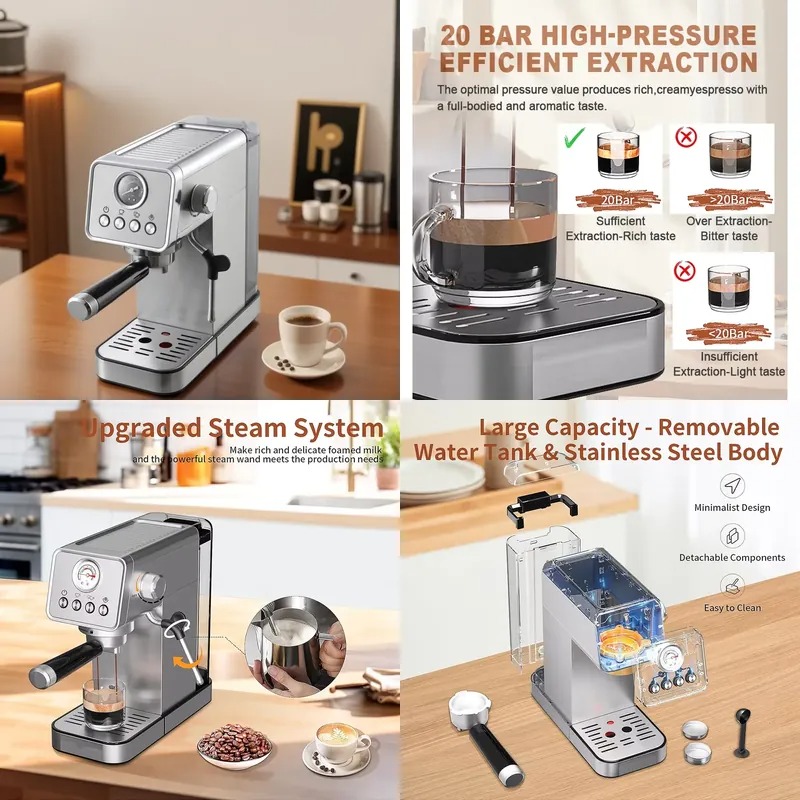ماكينة إسبريسو ميكانيكية احترا - مراجعة Pressure Gauge Espresso وسعره