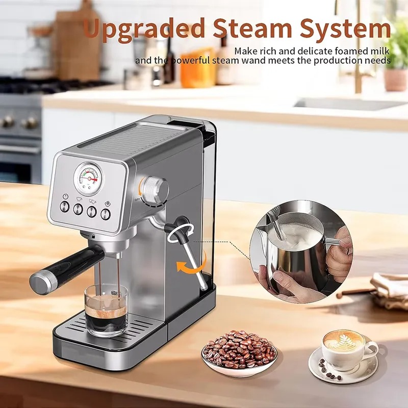 ماكينة إسبريسو ميكانيكية احترا - مراجعة Pressure Gauge Espresso وسعره